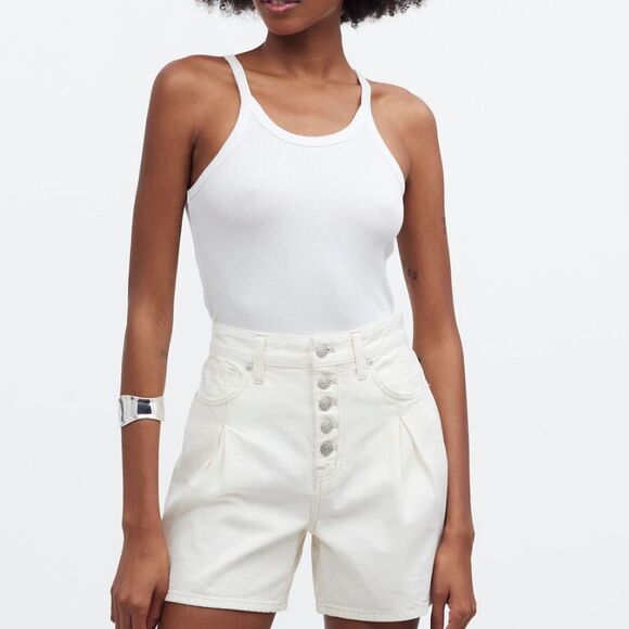 Madewell The '90s Mid-Length Jean Short in Vintage Canvas: Button Front Edition - Picture 1 of 10